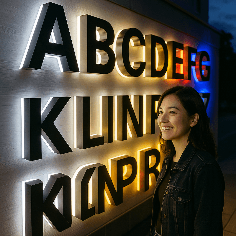 3D backlit letter logo wall