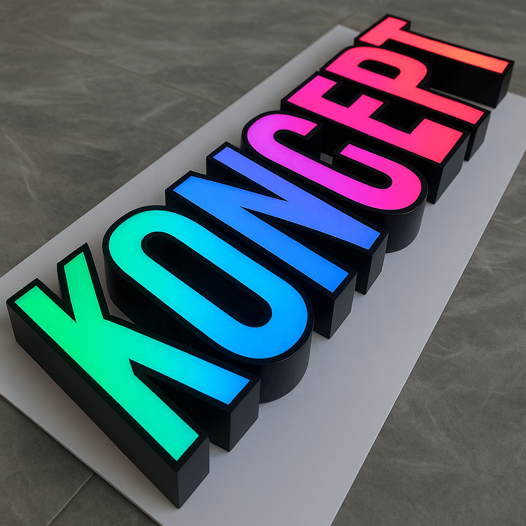 A brighter front-lit 3D letter finish