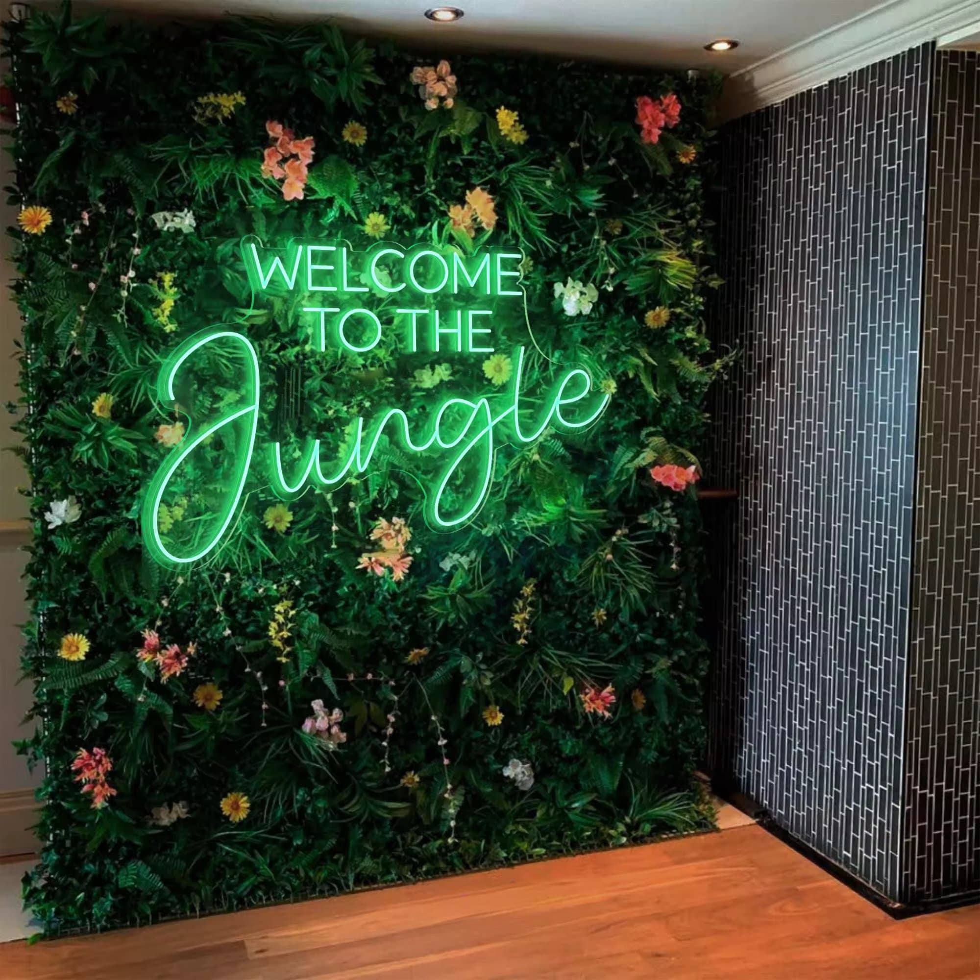 Custom neon sign glowing in a modern interior