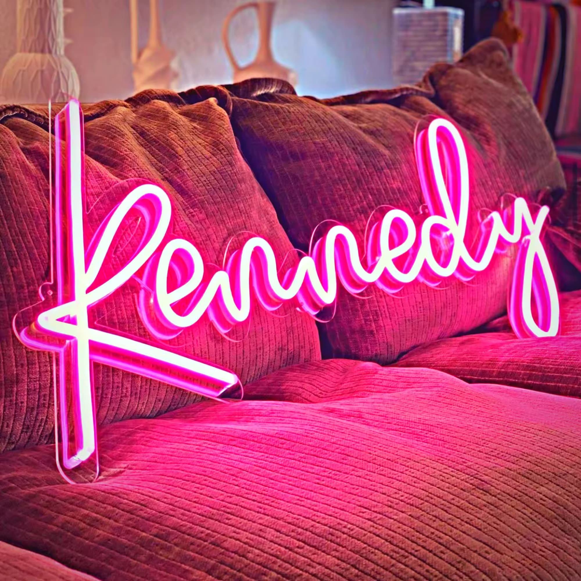 Premium neon sign materials and close-up finish