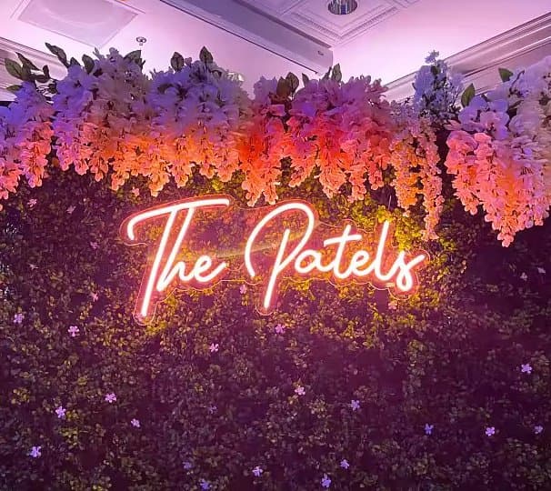 Personalised neon sign installed in a styled interior