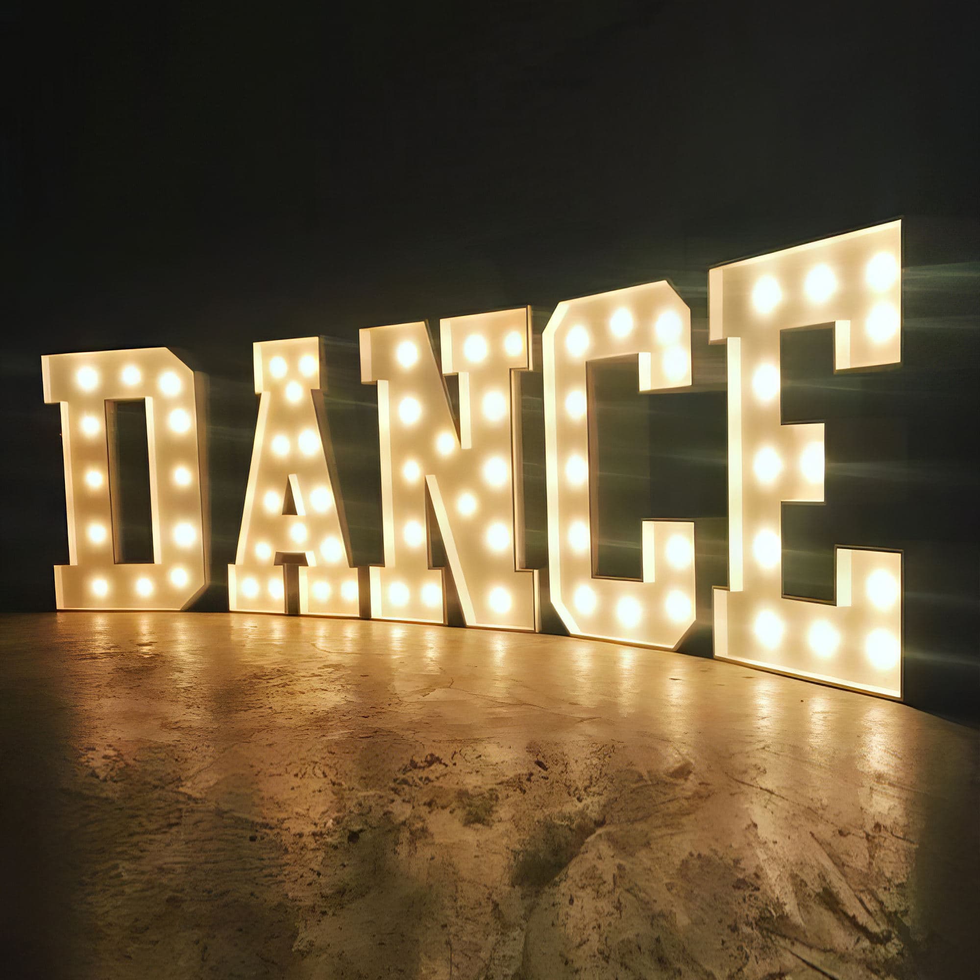 Bulb-lit lettering with instant presence