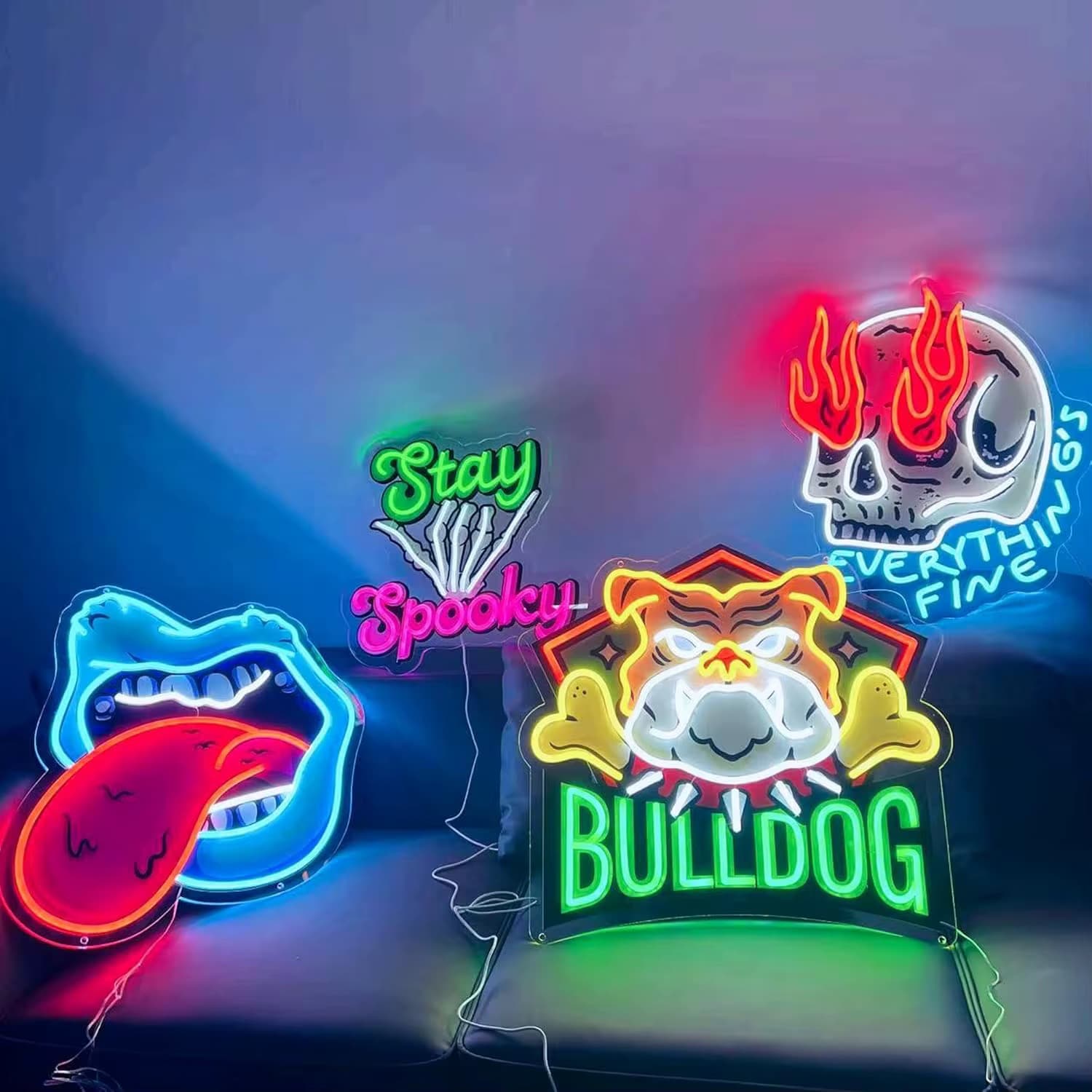 A more structured, graphic look than neon alone