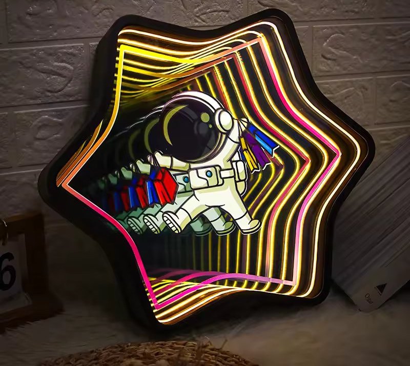 custom neon infinity mirror sign with printed character custom neon infinity mirror sign with printed character